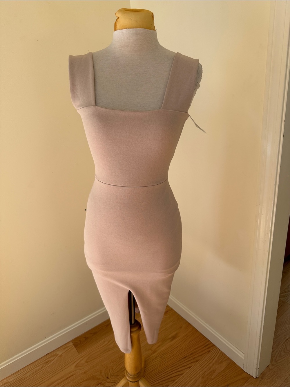 New! Nookie small square neck Dream Girl Rendezvous midi dress in sand.
